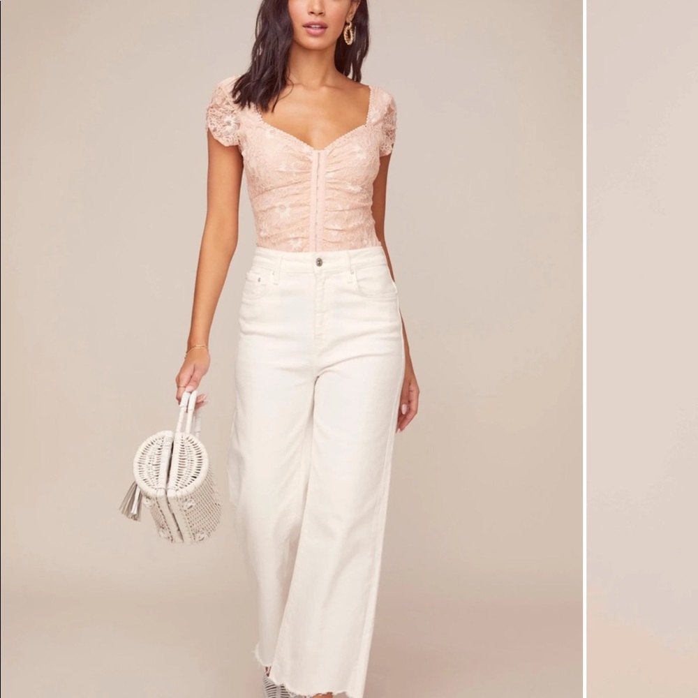 Never worn love me not lace bodysuit from Astr the label in blush and size XS